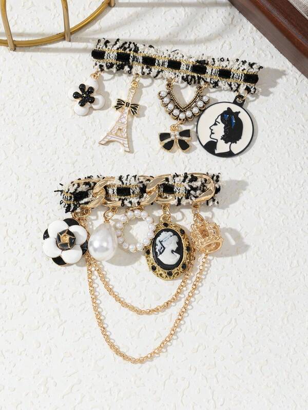 1 pezzo Elegante spilla a corona con nappe stile palazzo, accessorio decorativo color oro, gioiello di lusso da donna, adatto per uso quotidiano, regalo per appuntamenti