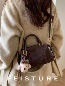 1件 FEISTURE 新款字母压纹手提包，PU材质时尚女士单肩斜挎包，带吊坠，适合日常外出、约会、通勤。 - 咖啡 - 查看 7