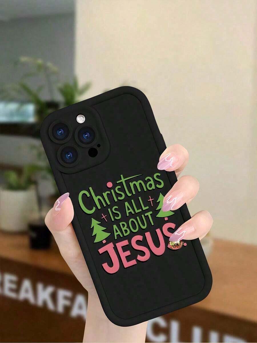 Teléfono Teléfono 17 Pro CasoNavidad Jesús Imprimir Teléfono 17 16 15 14 13 12 11 Serie, Lindo Dibujos Animados Suave Silicona Contraportada Mujeres Niñas, Vacaciones Festivo Protector - Negro - Ver 1