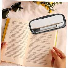 Tofficu Juego De 2 Estuches Transparentes De Pvc Con Cremallera, Lapicera Transparente Para LáPices, Gran Capacidad, Resistente Al Agua, Para Escuela, Oficina Y Viajes - 2 unidades de color negro - Ver 3