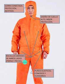 Overol de protección, ropa de protección para trabajadores, mecanicos, elctricista, plomero, pintor, material resistente y duradero. Protector de ropa anti manchas. - Naranja - Ver 3