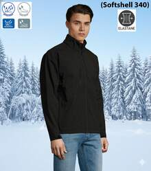 THEGEWA Men's 340gsm Softshell Thermal Jacket With Fleece Lining, Functional Design And Full Zip, 11 Colors Available, Perfect For Outdoor Use And Customization - Available S To 3XL - MARNAULA - Black - View 16