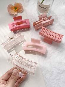6pcs/Set Cute Girl Spring/Summer Pink Matte Hair Claws, Medium Square Shaped, Versatile Hair Accessories Claw Clips Hair Clips Hair Jaw Clip Hair Clamps Hair Clutch Hair Catcher Clip Fall Winter Vacation Outfits Woman K2GZ - Nhiều màu 22 - Xem 5