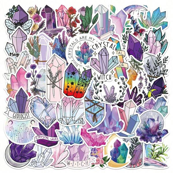 50 Stücke Boho Edelstein Kristall Aufkleber für Laptop, Wasserflasche, Gepäck, Tasse, Handy, Tablet, Flaschen, Fahrrad, Notizbuch, Auto, Halloween, Weihnachten, Party Aufkleber