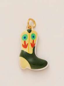 1pc Fashion Printed Moon One Eyed Palm Heart Shaped Bird Mushroom Orange Soda Sour Cucumber DIY Pendant, Plated With 18K Gold, DIY Jewelry Accessories, Necklace Accessories, Bracelet Accessories, Earring Accessories, Keychain Accessories, Bag Accessories, Women's Jewelry Accessories, Wallet Accessories, Small Pendant, Gift.