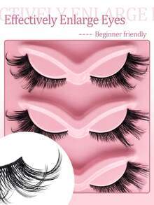 5 Pairs Of Cat Eye Lashes, 3 D Natural Fluffy Soft And Long Eyelashes, Black Band Fox Eye Comic Eyelashes, 4-21 Mm Length, Suitable For Daily And Various Occasions, Create Bold Makeup - wispy lashes - View 2