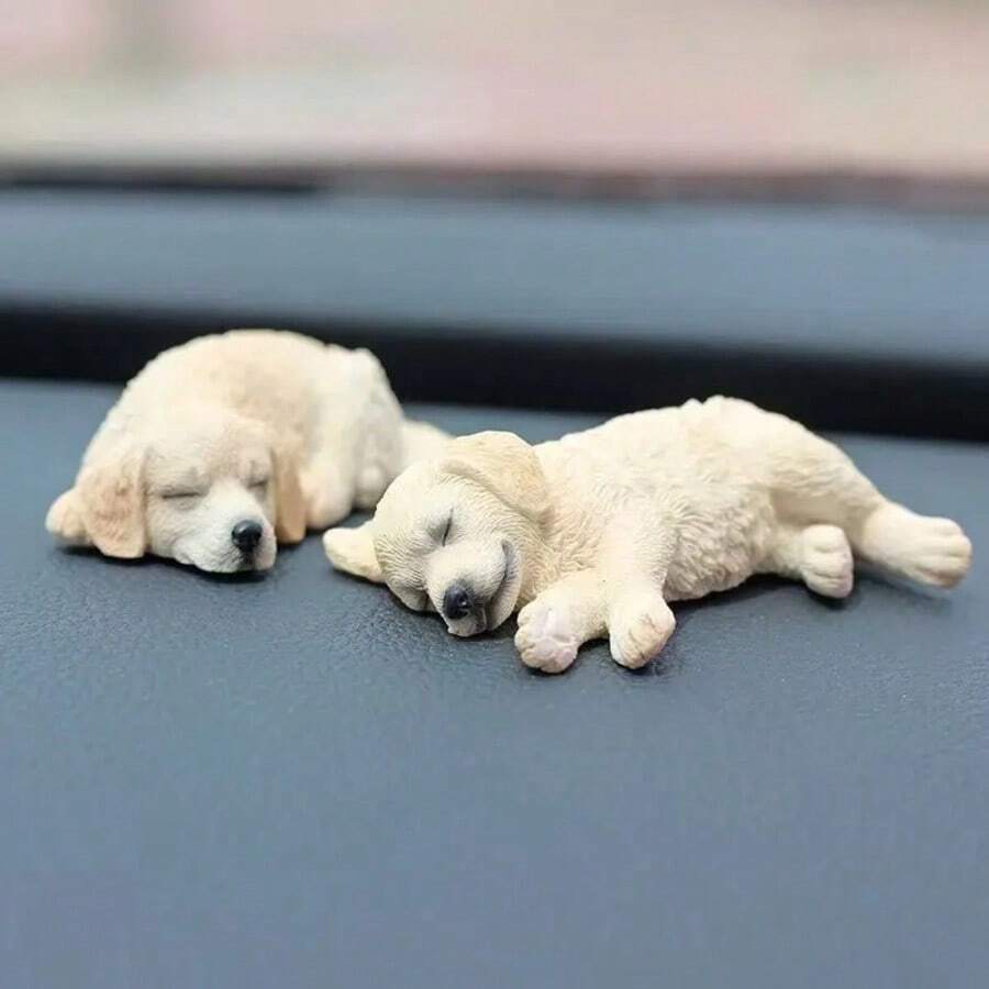 Golden Retriever Creative Simulation Car Ornament Cute Puppy Auto Decor For Center Console / Rearview Mirror Decoration Unisex Home And Vehicle Use - 2 Cute Golden Retrievers - View 1