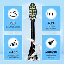 Compatible With  One Series Sonicare Electric Toothbrush Replacement Brush Heads,For  One HY1100 HY1200 BD100/AZ Series Electric Toothbrush,10 Pack (Shadow Black, Medium){Inchcolor_nameinch:InchShadowBlackinch,Inchsize_nameinch:Inch1Count(Packof10)Inch} - 暗影黑 - 查看 4