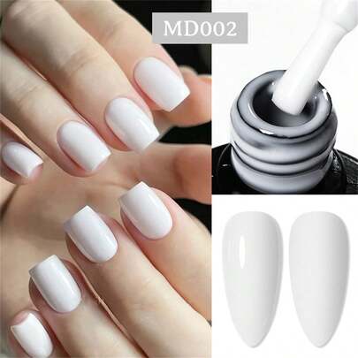 MSRUIOO 1PC 8ml White Color Gel Nail Polish Liquid, Unscented High Glossy UV LED Nail Polish, Fragrance-Free Pure Black French Manicure Salon DIY Nail Art