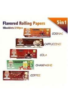 5 Packs, 78mm Fruit Flavored Rolling Papers, 250 Sheets Total, Portable Seasoning Rolling Papers, Slow Burning, Household Tool, Holiday Gift, Birthday Gift, Gift For Friends