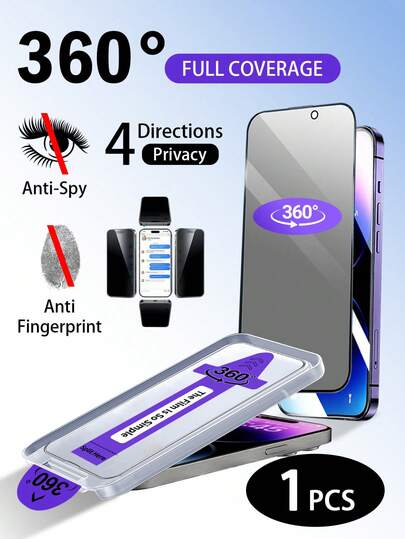 Yezodawee 1pc 360° Privacy Screen Protector, Includes Installation Tool Kit, Tempered Glass Material, Compatible With 17 Pro Max, All-Around Anti-Peeping Tempered Glass Screen Protector, Full Coverage, Anti-Scratch, Bubble-Free, 4-Sided Privacy Screen Protector, 6.9 Inch, Compatible With 17/17 Air/17 Pro/17 Plus, 16/16 Pro/16 Plus/16 Pro Max, 15/15 Pro/15 Plus/15 Pro Max/14/13/12/11