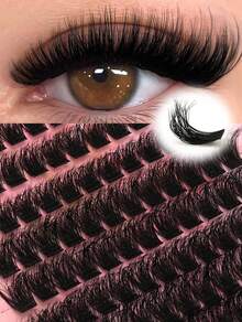 156 Pcs 13Row Cluster Eyelashes, Mixed Lengths, D-Shaped Curl, Glamorous Eye Makeup, 3D Russian Cat-Eye Style Extension, Lightweight And Fluffy False Eyelashes, Soft And Comfortable, Suitable For Beginners, Reusable, Saves DIY Time, Festive Gift Eyelash Clusters, Eyelash Clusters, Individual Eyelashes, Eyelashes, False Eyelashes - D - 查看 6
