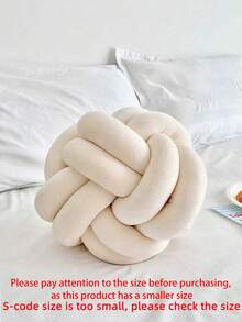 1pc Elastic Knotted Ball Throw Pillow, Home Decor Cushion, Sofa/Bedroom Accents