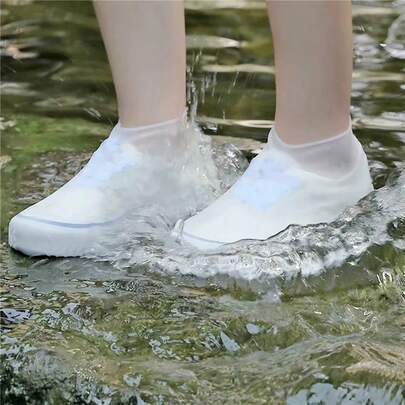 1 Pair Reusable Silicone Shoe Covers, Waterproof, Anti-Wrinkle, Durable, Suitable For Men And Women, Convenient For Outdoor Wear, Ideal Shoe Covers For Rainy Days, Suitable For Cycling, Leisure And Park Wear.