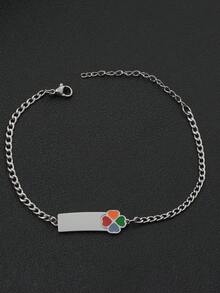 1pc Customized Minimalist Fashionable Colorful Drip Oil Name Engraved Bracelet, Gold/Silver 18K Gold Plated Stainless Steel Material, Adjustable Chain With Personalized Engraving - Birthday/Anniversary Gift For Him, Unique Ideal Gift For Him, Ideal Gift For Her, Boyfriend, Girlfriend, Dad, Mom, Family, Friends, Grandparents Anniversary, Birthday, Daily Wear, Wedding, Graduation, Prom, Party - Multicolor - View 13