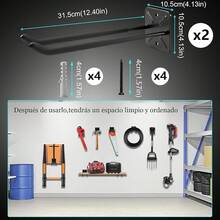 2 Piezas colgador para pared de cochera,ganchos para garaje de alta resistencia,ganchos de cochera de pared con tornillos,óxido,Antideslizantes y con Gran Capacidad de Carga,para artículos voluminosos - 2 - Ver 2