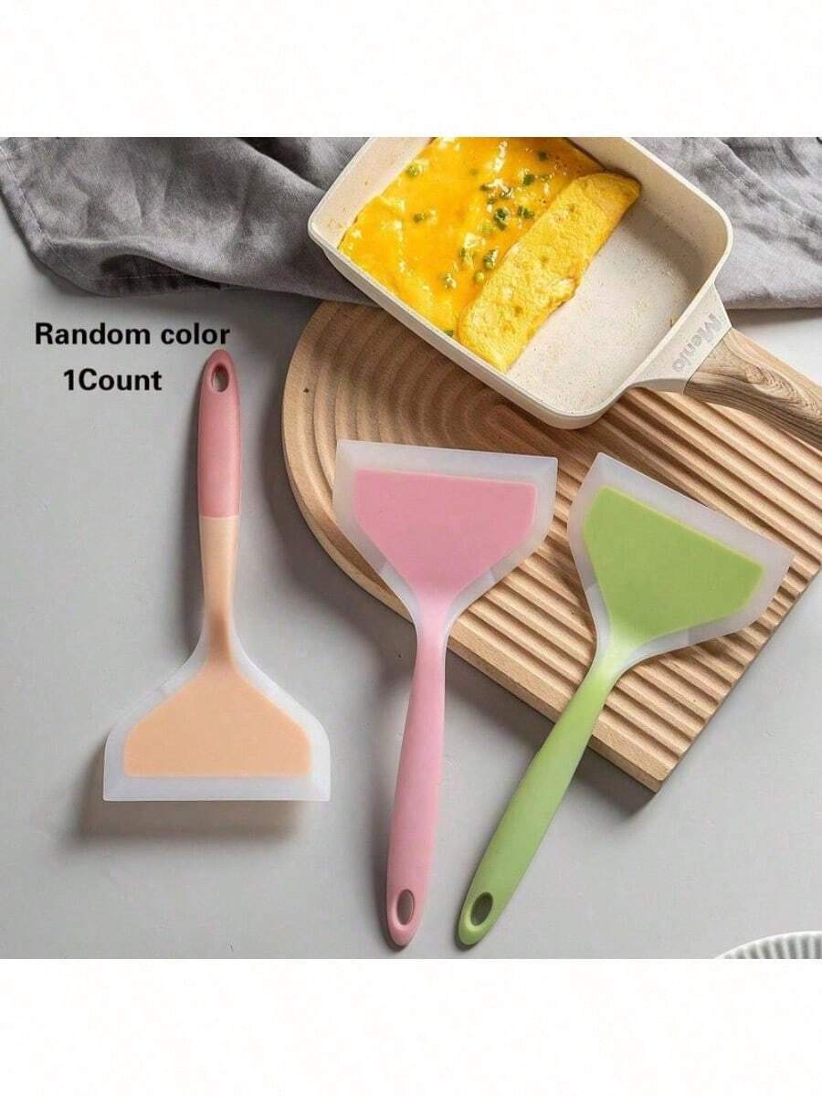 1 Piece Random Color Silicone Household High Temperature Resistant Colorful Silicone Spatula Non-Stick Baking Cooking Tools Dishwasher Kitchen Supplies For Friends And Mothers - Random Color - View 1
