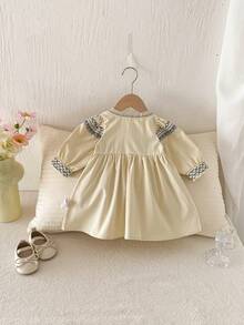 Vestido bordado estilo vintage para meninas de outono