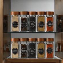 6/12/24pcs Set Plastic Spice Jars With Pen & Labels, 5.6oz (160g) Square Spice Containers With Plastic Wood Lids, Seasoning Canisters For Spice Racks, Cabinets Or Drawers - Multicolor - View 3