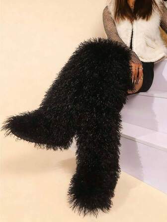 2025 Winter New Fashion Women's 72cm Thigh High Boots, Sheepskin Fur Over-The-Knee Fur Snow Boots