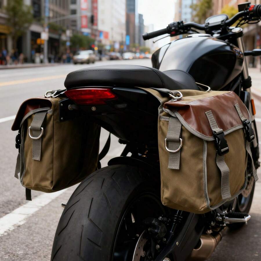 Bolsa de viaje universal para motocicletas, bicicletas y scooters. Apta para motocicletas, ciclomotores y scooters. Bolsa lateral. Bolsa de viaje universal para motocicletas o scooters. Bolsa lateral para motocicletas. Bolsa de viaje impermeable para motocicletas. Bolsa de equipaje portátil. Accesorios universales para motocicletas. - Caqui - Ver 1