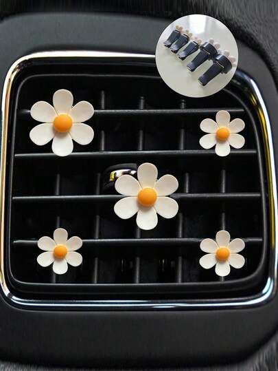 5 szt./zestaw uroczych małych kwiatków stokrotek, klipsów do kratki nawiewu, zapachowych dekoracji, akcesoriów do wnętrza samochodu