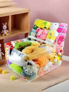 Borsa portaoggetti da divano di grandi dimensioni da 60 cm, coprisedile trasparente per bambole e peluche, poggiapiedi contenitore in PVC lavabile e durevole per animali di peluche, organizzazione domestica (esclusi i giocattoli di peluche)