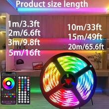 1 Stück 44-Tasten Bluetooth Schwarze Scheibe Lichtleiste, Smart App-Steuerung, einstellbar, Mehrfarbig, geeignet für Möbeldekoration Zuhause, Spielzimmer, Küche, TV Hintergrundbeleuchtung, Schlafzimmer, LED Dekorationsbeleuchtung für Feierlichkeiten - RGB - Übersicht 5