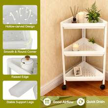 Three-Tier Triangular Storage Shelf, Kitchen Shelf, Stable Structure, Movable Shelf, Space-Saving, Easy To Assemble, Suitable For Corners Of Bathrooms, Toilets, Kitchens, Rooms, Etc. (White, 32.5 X 32.5 X 73.3 Cm) - White,32.5x32.5x73.3cm - View 5