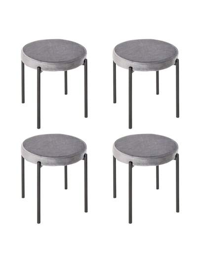 Pack Of Stackable Tables Chairs Kitchen Grijs Upholstered Seats Dining Room 41.5 46 Cm view 3
