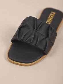 Ciabatte alla moda per bambini da esterno, sandali piatti con punta quadrata per l'estate, nuove scarpe da spiaggia con punta quadrata, molto attraenti per le ragazze - nero - Visualizzare 7