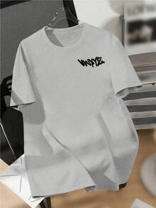 T-Shirt With Graffiti Lettering, Unisex Men's And Women's Blouse, 100% Cotton, Premium Top Quality Streetwear. New Release. Immediate Shipping. Various Colors!! Plus Size. - 灰色 - 查看 3