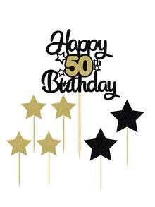 1pc Happy 50th Birthday Paper Cake Topper Party Decoration,Christmas - Multicolor - View 10