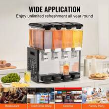 Commercial Beverage Dispenser, 4 Tanks 12 L / 12.7 QT Per Tank Juice Dispenser, 510W Stainless Steel Ice Tea Drink Machine With 45°F-54°F Cooling Temperature, For Cold Drink Restaurant Bar Party - Xem 6