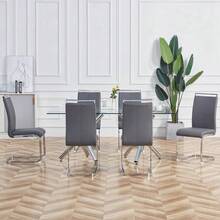 Dining Chairs - Gray + PU Leather - View 4