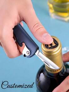 1PC Customized Laser Engraved Wine Bottle Opener, Multifunctional Beer Bottle Opener, Multifunctional 4-In-1 Beer Bottle Opener, Bar Tool Suitable As Gift For Father's Day, Friends - Multicolor - View 4