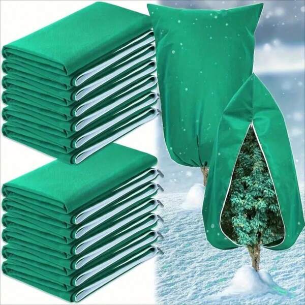 1/4 Packungen Winterschutz Baumhüllen, große Frostschutz Taschen für Pflanzen - Grüner Frostschutz Set für Bäume und Sträucher, mit Reißverschluss und Kordelzug, ideal für den Außenbereich bei Winterwetter, Gartenpflege | Frostschutz DL081229-13, Kordelzugverschluss, Schutzhülle, verstärkte Nähte