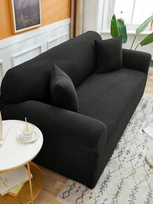 1pc Thickened Waffle Texture Full Coverage Sofa Cover, Modern Minimalist Style Sofa Protector, Suitable For Bedroom, Living Room, Office Sofa Decor In Autumn/Winter, Pillow Cover Not Included - Black - View 6