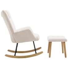 (=WF308623AAW) Bequeer White Rocking Chair, Soft Teddy Plush Rocking Chair With Headrest And Footrest - Load Capacity Up To 100 Kg - White - View 9