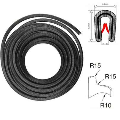 10m Edge Protection Profile Black PVC Rubber U-Profil Dichtungsprofil 9.5x6.5mm Klemmbereich 1-2mm Auto Kanten Schutz DE