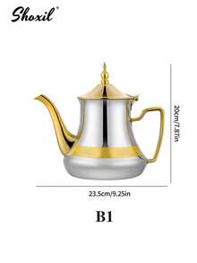 shoxil Bule de chá estilo Oriente Médio de 1,4L em aço inoxidável, ideal para chá, café, chá árabe, óleo, chá com leite e chá marroquino. Perfeito para casa, cafés, presentes, Ramadã e Eid al-Adha. - Pote - Ver 16