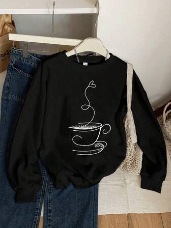 1. Elegante y versátil para niñas, con un estampado dominante de abuela, sudadera de cuello redondo de manga larga, cómoda y suave, esta sudadera de cuello redondo se puede usar sola por los niños, ¡trayendo alegría y felicidad a cada niño! ¡Trae alegría y felicidad a cada niño! Nuevas blusas de otoño e invierno/Niñas jóvenes/Niñas preadolescentes/Adolescentes