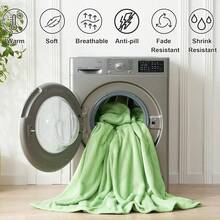 Sofa Blanket Living Room Cover SetFleece Blanket Twin Size, Soft Cozy Twin Blanket, Fuzzy Flannel Blanket Bed, Sofa, Couch, Travel, Camping, 60 X 80 Inches - 草綠色 - 查看 5