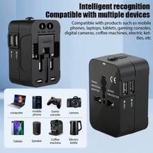 1pc/2pcs Universal Travel Adapter, Dual USB Ports, 110V-240V Input, EU/US/UK/AU Plugs, Surge Protection, Suitable For Over 150 Countries, Essential For Business Trip And Travel - View 9