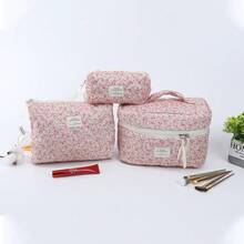 Ditsy Floral Makeup Bag Set, Large Capacity Travel Toiletry Bag, Soft Cosmetic Organizer Bag - Multicolor - View 15