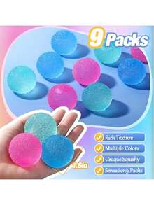 POKOJA LAND 1.6英寸纹理迷你减压球:1/2/3/6/9/12/16个装,成人减压球,高密度实心软胶玩具,1.6英寸小型感官解压玩具,适合儿童和成人,安静的课堂减压用品,麦芽糖填充,学生奖品,复活节派对礼物,减压挤压球 - 彩色 - 查看 7