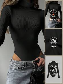 VIVINA 女士休闲高领长袖毛绒针织连体衣，保暖修身，百搭纯白派对装扮，适合感恩节、圣诞节、秋季、新年等场合。