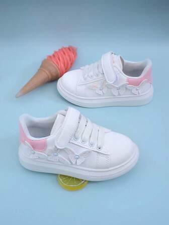 Children's Fashion Cute Sneakers, Flat Shoes, Baby Toddler Shoes, Elegant Little White Shoes, Butterfly Decor, Soft & Comfortable