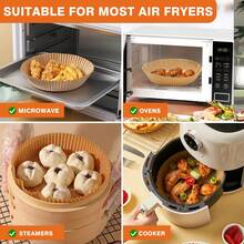 Air Fryer Paper Liners Disposable: 150PCS Non-Stick Air Fryer Parchment Paper, Baking Liner For Baking Roasting Microwave (8IN-Round) - Brown - View 7
