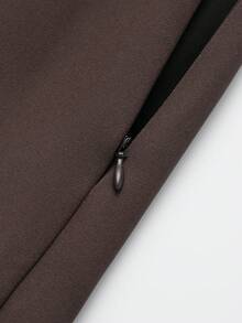 Gonnellini alla moda dal design minimalista, in tinta unita, vita alta, modello basic - Castano - Visualizzare 5